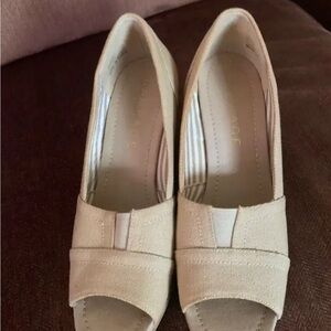 Rampage Beige Peep-Toe Heels